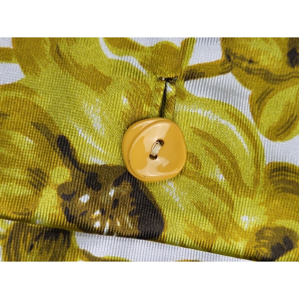Vtg 60s 70s Hand Made Double Knit Shiny Floral Pussybow Blouse Top Mod Size S? - Picture 7 of 13